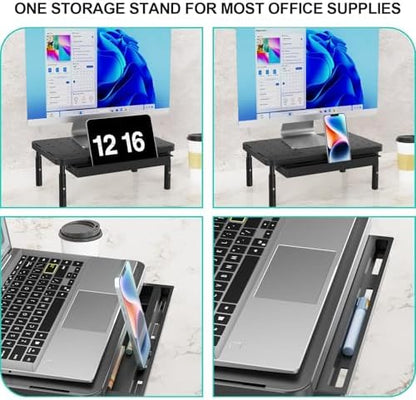 WALI Computer Monitor Stand with Storage, Monitor Riser 3 Height Adjustable