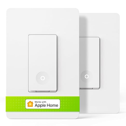 TREATLIFE Apple HomeKit Smart Switches for Lights, Neutral Wire Required, 2.4GHz WiFi Smart Light Switch Compatible with Alexa, Google Home & SmartThings, Single-Pole, No Hub Needed