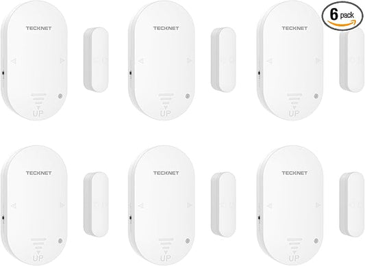 TECKNET Door Window Alarm, Personal Safety Two-Way Door and Window Alarm System, Door Alarms for Kids Safety, 2-in-1 Alarm & Chime, 3-Level Volume Control, Door Alarm for Home Security(6 Pack)
