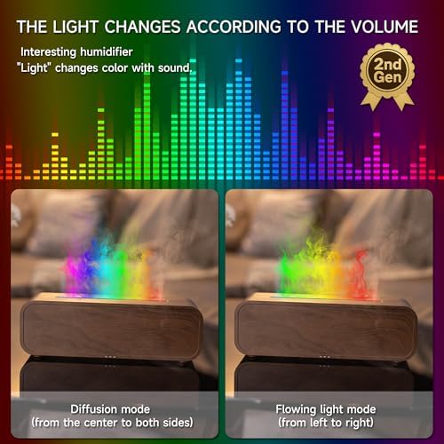 TMEHM Sound Reactive Flame Essential Oil Diffuser Humidifier, Aromatherapy