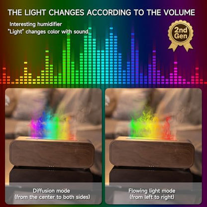 TMEHM Sound Reactive Flame Essential Oil Diffuser Humidifier, Aromatherapy