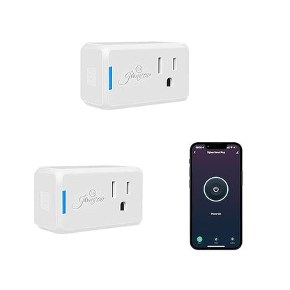 Jinvoo Zigbee Smart Plug, Wireless Mini Plug, Alexa Socket, Smart Home Zigbee Socket, Compatible with Alexa, Google, Requires Zigbee Hub, 2 Packs