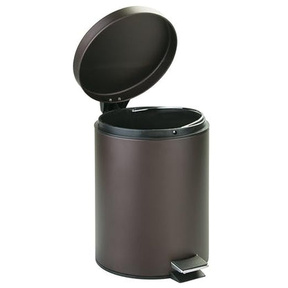 iDesign 44211EU Metal Step Trash Can with Lid, 5 Liter Waste Basket Bin with Insert for Bathroom, Kitchen, Office, 8" x 8" x 11", Bronze