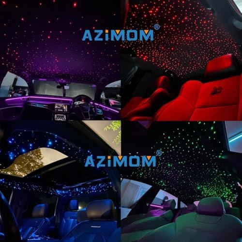 AZIMOM 16W Twinkle & Sound Activate 500pcs*0.03in*9.8ft Fiber Optic Starlight Headliner Kits for Car Home Star Ceiling Sky Decoration, APP& Remote Control Light Engine End Glow Fiber