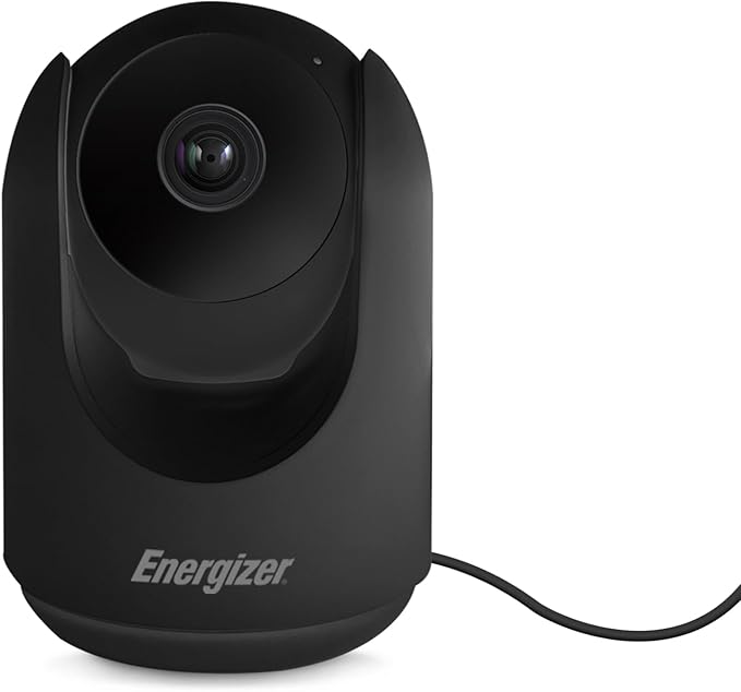 Energizer Smart 2K Indoor Pan & Tilt Wired Camera, Motion Tracking, Two-Way Audio, Night Vision, Instant Notifications, Recording, App, Hub-Free Wi-Fi Connection, Compatible with Alexa & Google Home