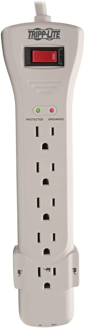 Tripp Lite 7 Outlet Surge Protector Power Strip, 15ft. Extra Long Cord, Right Angle Plug, Fax/Modem Protection, RJ11, $75K Insurance & Manufacturer's Warranty (SUPER7TEL15)