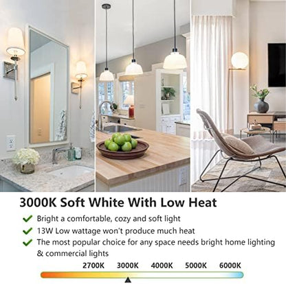 MAXvolador A19 LED Light Bulbs, 100 Watt Equivalent, Soft White 3000K, 1500 Lumens, E26 Base, Non-Dimmable, 13W Bright LED Bulbs, 4-Pack