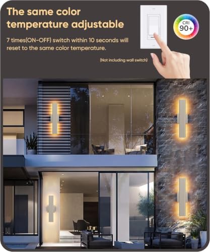 Aipsun 15.7" Nickel LED Outdoor Wall Sconce, Modern Exterior Wall Light