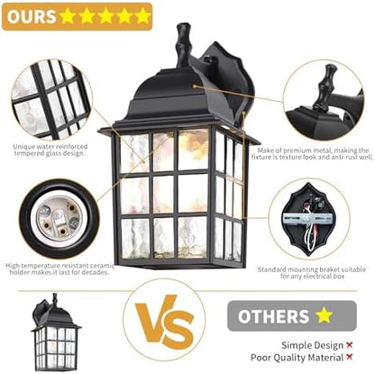 12'' Dusk to Dawn Outdoor Lights for House 2 Pack, Aluminum Porch Light