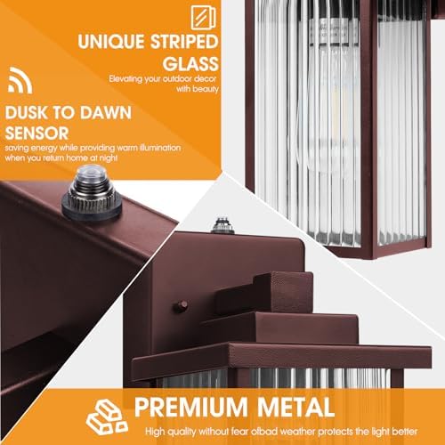 13" Bronze Dusk to Dawn Outdoor Light, Exterior Light Fixture