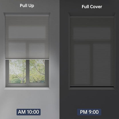 Cellular Shades Light Filtering Honeycomb Blinds for Indoor Windows, Cordless Cellular Shades 1.5 inch Cell Pleated for Bedroom Home Office, Custom Size, Half Shading Soft Pearl