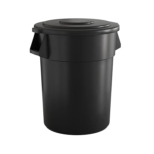 55 Gallon Black Round Commercial Trash Can with Lid, Heavy-Duty Food Grade NSF Certified, Perfect for Restaurant, Office, School, Garage, Backyard, Workshop, Warehouse