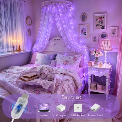 JMEXSUSS USB 100 LED Purple Fairy Lights Plug in