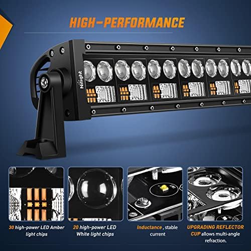 Nilight LED Light Bar 7D 22" 150W Spot Flood Combo Beam Amber White
