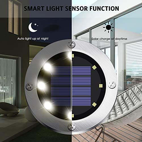 OULONGER 4.6inch Solar Ground Lights, Garden Solar Outdoor Waterproof Pathway Bright In-Ground Landscape Lights for Patio, Lawn, Yard, Driveway, Step and Walkway(White Light 12Packs)
