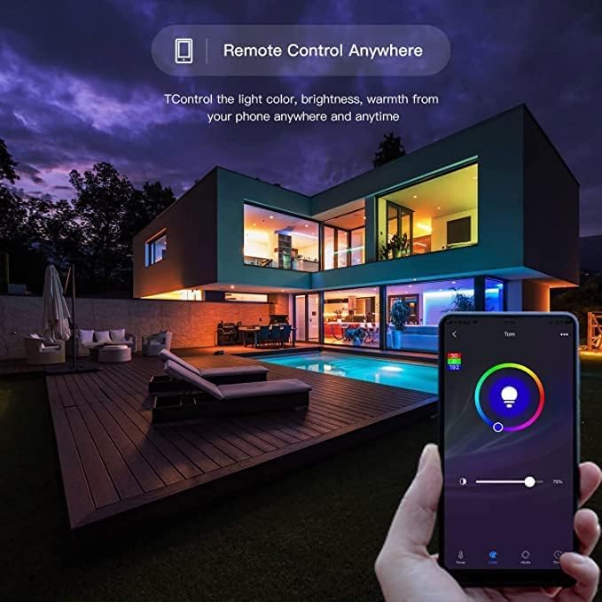 Tuya Bluetooth E14 Smart RGBCW Candle LED Light Bulbs, Music Sync Color Changing, App Control, 2Pack