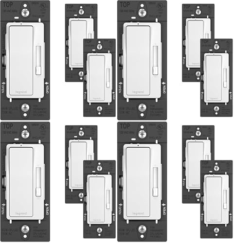 Legrand Radiant CFL/LED Dimmer Light Switch, Single-Pole/3-Way with Locator Light, 0-10V, RHCL453PW3PKCC4, White, 3 Count (Pack of 4)