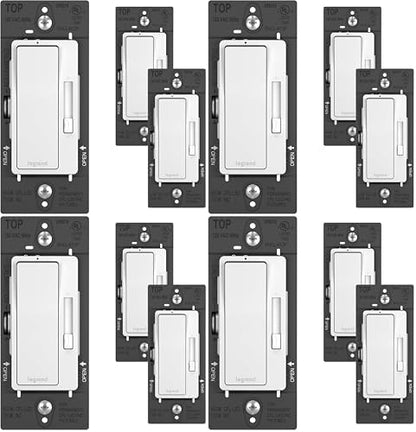Legrand Radiant CFL/LED Dimmer Light Switch, Single-Pole/3-Way with Locator Light, 0-10V, RHCL453PW3PKCC4, White, 3 Count (Pack of 4)