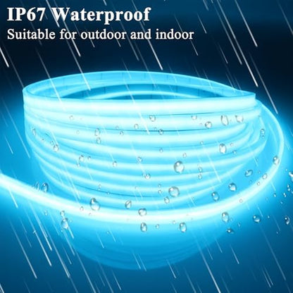 LEDENET COB LED Strip Lights Waterproof IP67 DC12V 16.4ft/5m Ice Blue