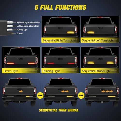 Nilight Truck Tailgate Light Strip 7" Aluminum Frame Double Row 60 LED