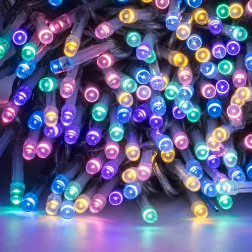 Dazzle Bright 300 LED Easter String Lights, 100 FT Colorful Connectable Waterproof String Lights Clear Wire with 8 Modes, Easter Decorations for Indoor Outdoor Party Yard Garden (Pastel)