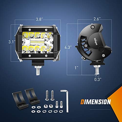 Nilight 20Inch 420W Triple Row Spot Flood Combo Led Light Bar Work Driving Lamp 2Pcs 4Inch 60W Cube LED Pods Lights for Trucks with Off-Road Wiring Harness Kit-3 Leads
