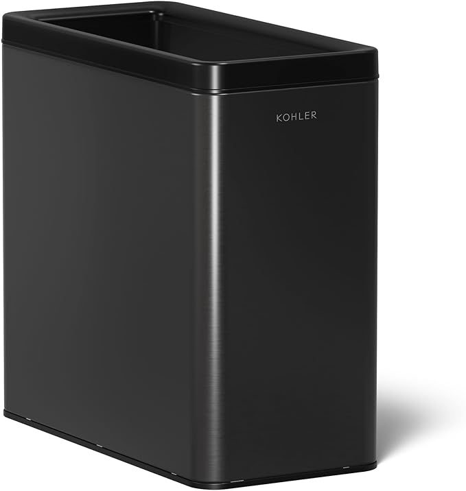 Kohler K-31313-BST 12-Liter Open-Top Trash Can, Black Stainless Steel