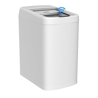 ELLO&ALLO Garbage Can Motion Sensor Trash Can 13 Gallon for Kitchen with Roll Up Lid, Automatic Touchless High-Capacity Waste Bin, White