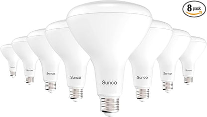 Sunco 8 Pack BR40 LED Light Bulbs, Indoor Flood Lights, Recessed Can Light Bulb, 1400 LM, 17W (100W Equivalent), 2700K Soft White, Dimmable, E26 Base, for Home, Bedroom, Kitchen UL.