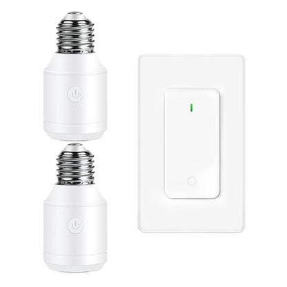 Remote Control E26 E27 Light Bulb Socket Adapter,GreenCyle Wireless Light Switch and 2 Standard Medium Base Lamp Socket Extender 2.3"(5.8cm),Screw-in,Max 500W,No Wiring Needed,500ft RF Range,for Lamp
