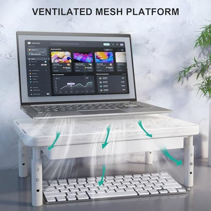 WALI Computer Monitor Stand with Storage, Monitor Riser 3 Height Adjustable