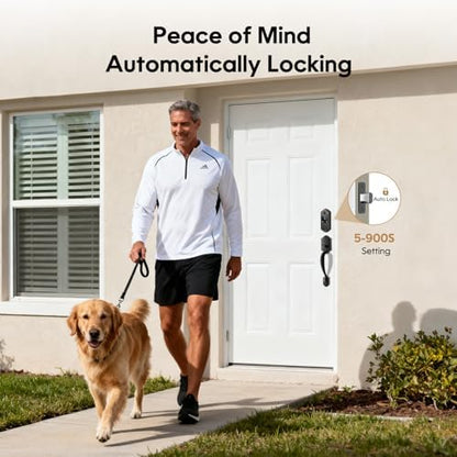 Fingerprint Smart Door Lock with Keypad, Smart Front Door Locks Keyless Entry Door Lock, Smart Lock with APP Control, Front Door Lock with Deadbolt, Touchscreen, Auto-Lock, Oil Rubbed Bronze