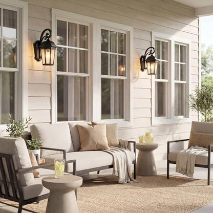 Kichler Courtyard 17.75" 1 Light Outdoor Wall Light with Clear Seeded Glass in Textured Black