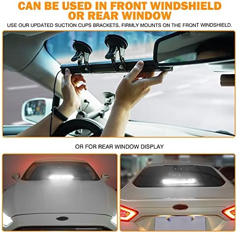 Xprite 16 inch White Emergency Strobe Dash Lights, Interior Windshield Flashing Light w/Suction Cups for Construction Towing Snow Plow Pickup Work Trucks Cars (Aluminum Housing)