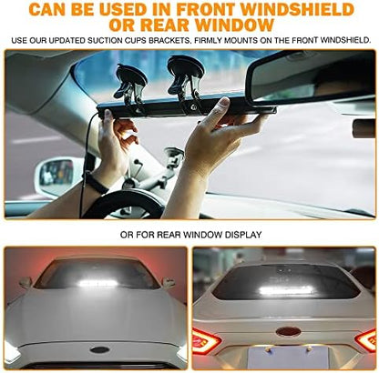 Xprite 16 inch White Emergency Strobe Dash Lights, Interior Windshield Flashing Light w/Suction Cups for Construction Towing Snow Plow Pickup Work Trucks Cars (Aluminum Housing)