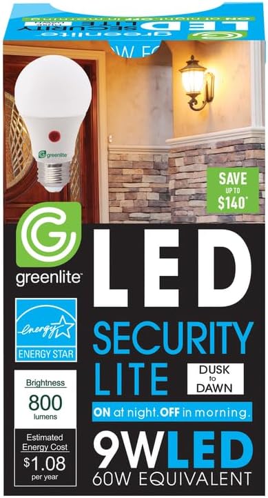 Greenlite A19 E26 (Medium) LED Dusk to Dawn Bulb Bright White 60 Watt Equivalence 1 pk - Case of: 1;