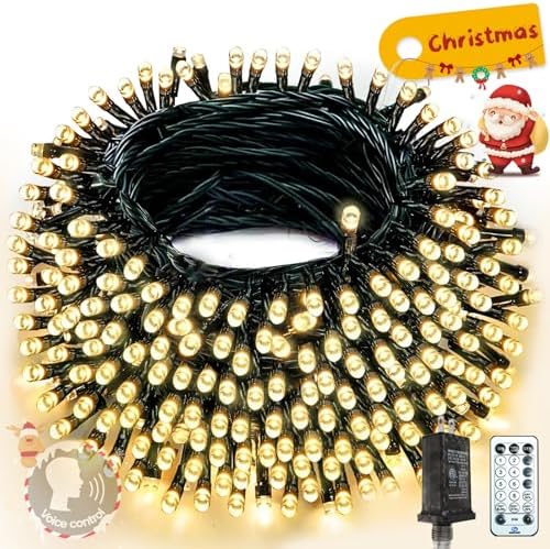 Voice Control 88 Ft 240 LED Smart String Lights with Remote, Warm White