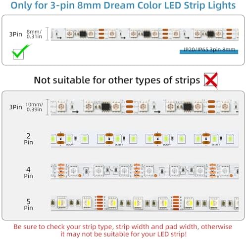 RGBZONE 10Pcs 3 Pin 8mm LED Strip Connector Kit with 32.8ft Extension Wire