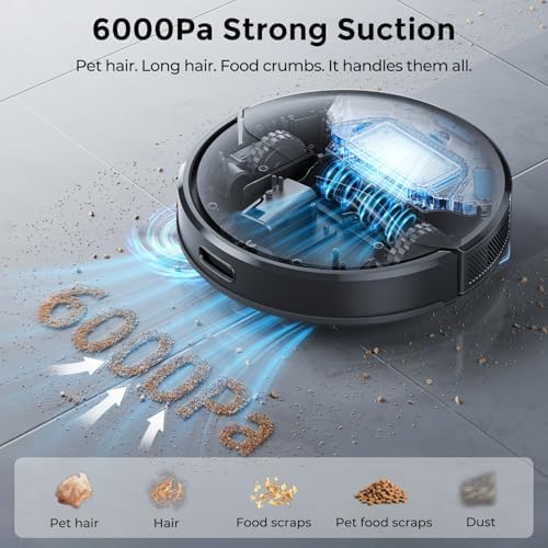 Kilgone Robot Vacuum & Mop, 90-Day Hands-Free, 6000Pa, Self-Empty, LiDAR