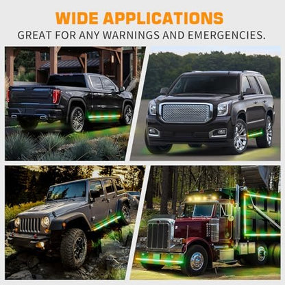 XRIDONSEN 70 inch Running Board Strobe Lights Amber Green Emergency Lights