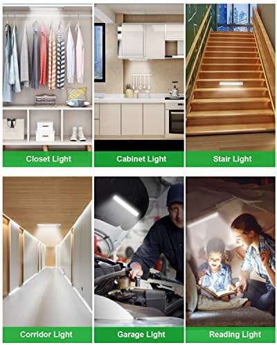 goodland Under Cabinet Lighting 80 LED Closet Light, Motion Sensor Lights Indoor USB Rechargeable Dimmable Stick-on Night Light Bar for Kitchen, Wardrobe, Garage, Stairs, Bedroom (3 Packs)