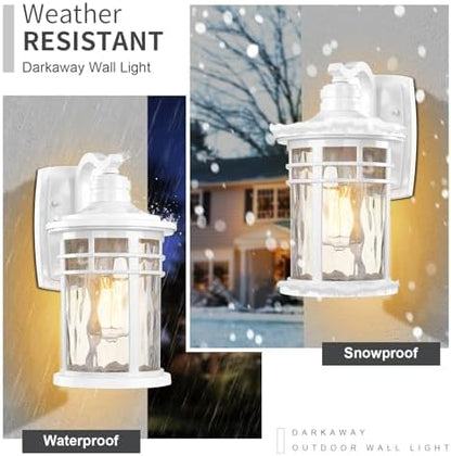 Darkaway Outdoor Wall Light Fixture,Outside Porch Lights Wall Mounted with Water Ripple Glass Exterior Waterproof Lantern Modern Wall Sconce Lighting for Front Door Yard Patio