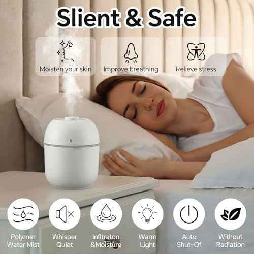 Hortsun 6 Pcs Mini Humidifiers, 220ml Humidifier for Plant,White