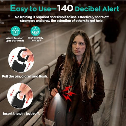 Fauxomor 140dB Personal Safety Alarm for Women 3pack Self Defense Keychain
