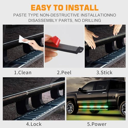 XRIDONSEN 70 inch Running Board Strobe Lights Amber Green Emergency Lights