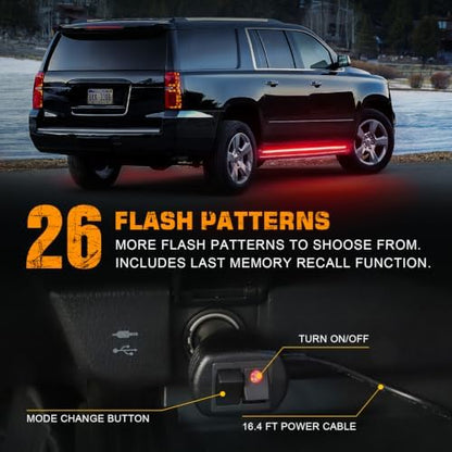 XRIDONSEN 2 Pack 70-inch Truck Red Running Board Emergency Lights Strip