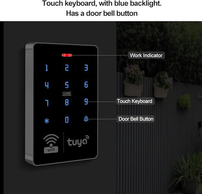 Wifi Tuya Smart Access Control System Kit RFID Access Controller IP68 Waterproof 125KHz 13.56MHz Reader + Electric Drop Bolt Lock, Phone APP Password Unlock