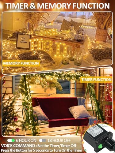 200 LED Christmas Tree Lights with Voice/Button Controlled Outdoor Indoor