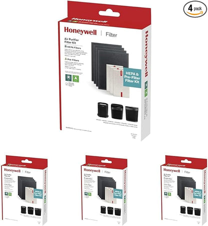Honeywell HEPA Air Purifier Filter Replacement Kit for HPA300,HPA3300,HPA5300,HPA8350 series Air Purifiers,Value Combo Pack Includes 3 HEPA R & 4 A Carbon Pre-Cut Pre-Filters,(Pack of 4)