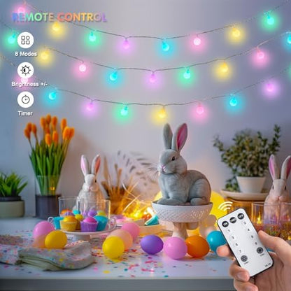 JMEXSUSS 33 ft 100 LED Connectable Globe Easter Lights String Indoor